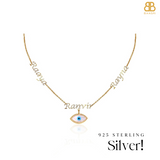 Personalized Trio Name Evil Eye Charm Layered Necklace