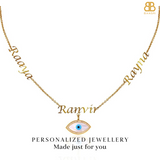 Personalized Trio Name Evil Eye Charm Layered Necklace