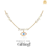 Personalized Trio Name Evil Eye Charm Layered Necklace