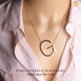 Sideway Big Initial 18k Gold Plated A-Z Pendant Necklace