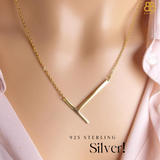 Sideway Big Initial 18k Gold Plated A-Z Pendant Necklace