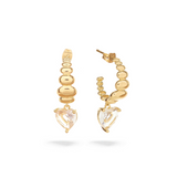 Crystal Heart Drop Down Earrings