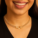 Panther Double Headed Cuban Link Choker Adjustable Necklace