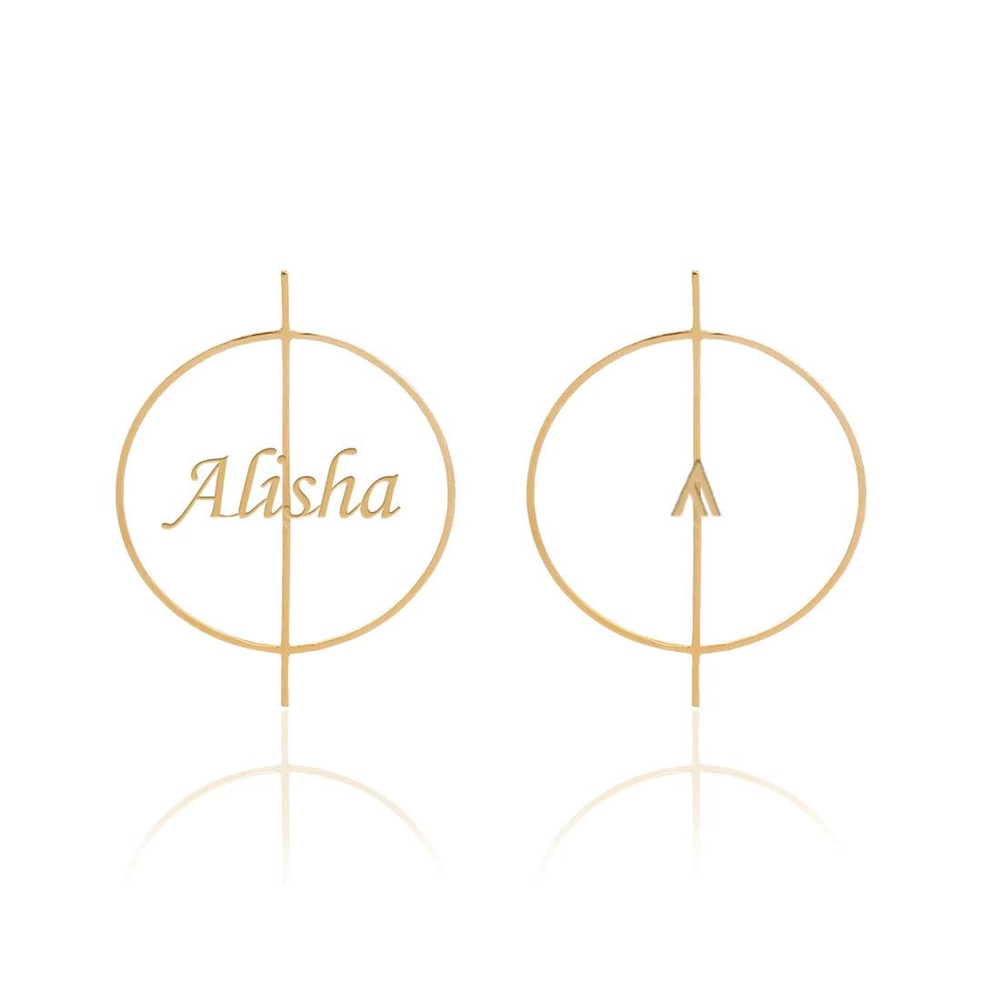 Personalized Name & Arrow Hoop Earrings - Bansri Mehta Design