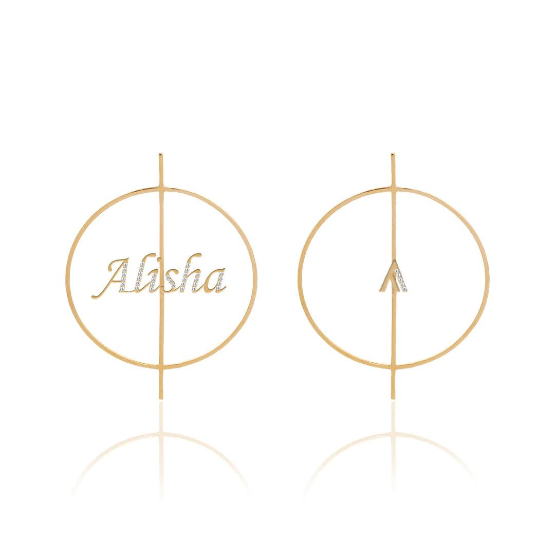 Personalized Name & Arrow Hoop Earrings - Bansri Mehta Design