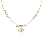 Personalized Trio Name Evil Eye Charm Layered Necklace - Bansri Mehta Design