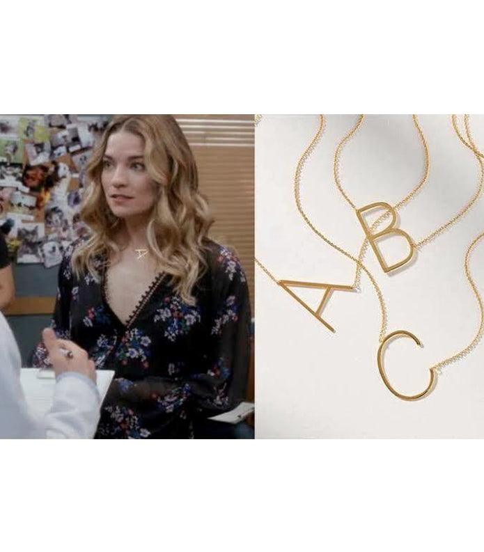 Sideway Big Initial 18k Gold Plated A-Z Pendant Necklace - Bansri Mehta Design