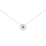Evil Eye Mother of Pearl Disc Necklace - Bansri Mehta Design