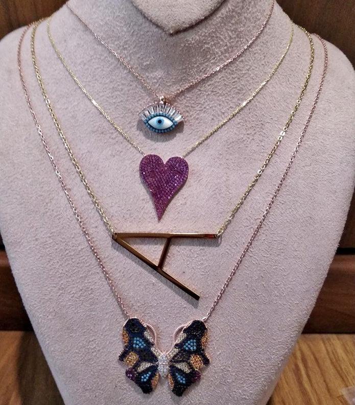 Sideway Big Initial 18k Gold Plated A-Z Pendant Necklace - Bansri Mehta Design