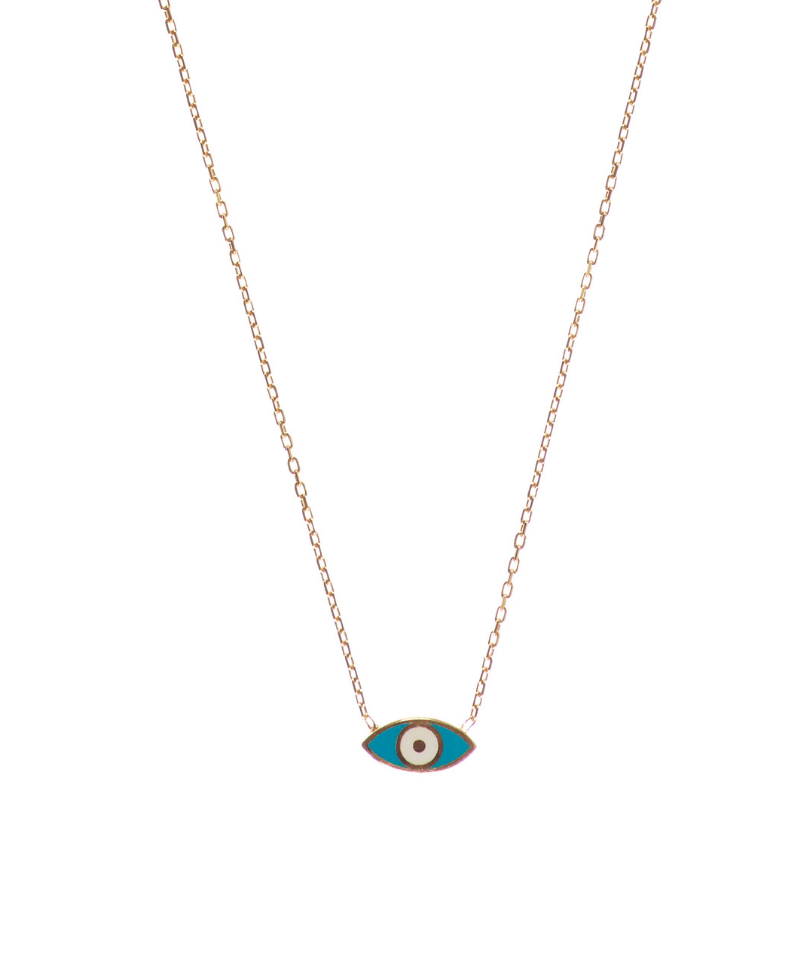 Reversible Two Toned Enamel Mini Evil Eye Necklace - Bansri Mehta Design