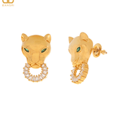 Baguette Panther Head Earrings - Bansri Mehta Design