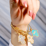 Beaded Hamsa Adjustable Bracelet - Bansri Mehta Design