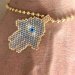 Beaded Hamsa Adjustable Bracelet - Bansri Mehta Design