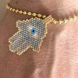 Beaded Hamsa Adjustable Bracelet - Bansri Mehta Design