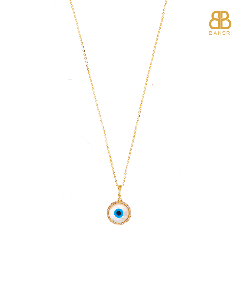 Mini Evil Eye Medallion Disc Pendant Necklace - Bansri Mehta Design