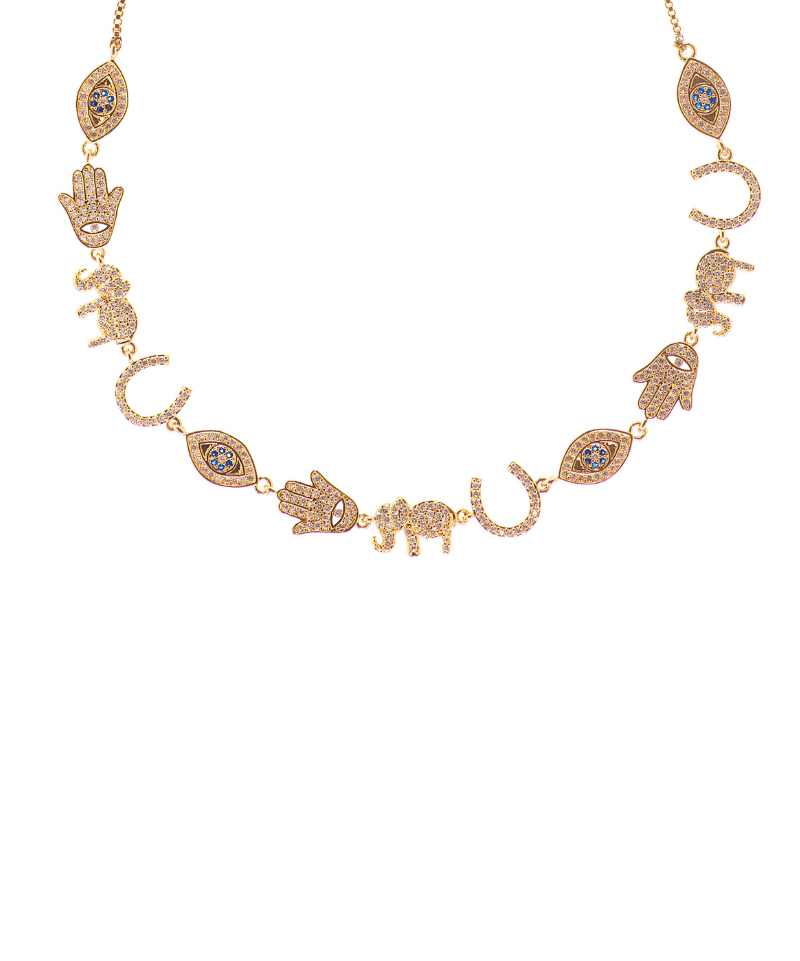 Good Luck Charms Evil Eye Adjustable Choker Necklace - Bansri Mehta Design