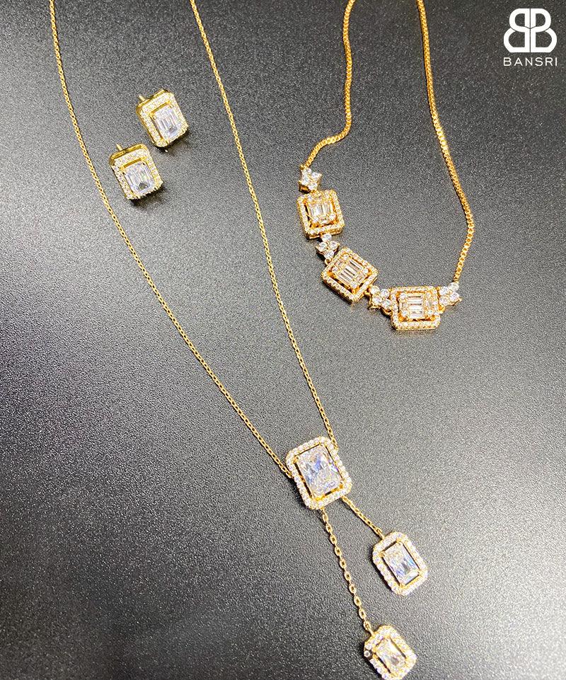 Baguette Diamond Solitaire Set - Bansri Mehta Design