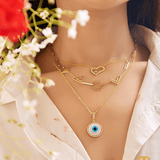 Mini Evil Eye Medallion Disc Pendant Necklace - Bansri Mehta Design
