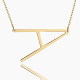 Sideway Big Initial 18k Gold Plated A-Z Pendant Necklace - Bansri Mehta Design