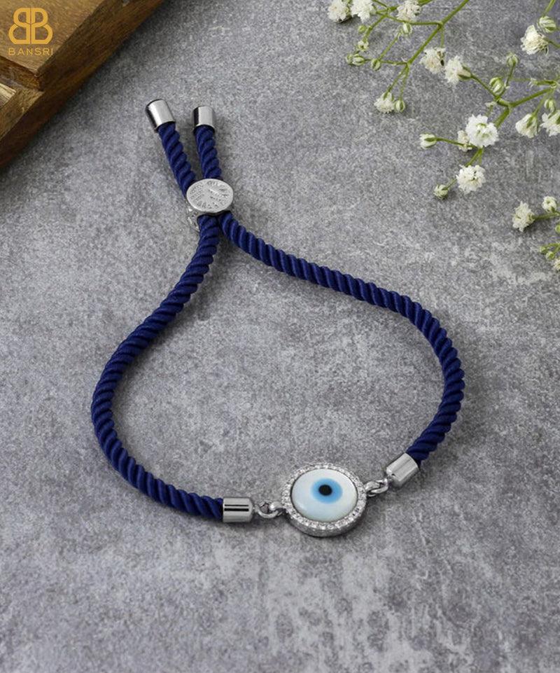 Evil Eye Disc Adjustable Cord Bracelet - Bansri Mehta Design