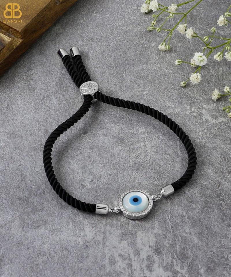 Evil Eye Disc Adjustable Cord Bracelet - Bansri Mehta Design