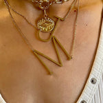 Sideway Big Initial 18k Gold Plated A-Z Pendant Necklace - Bansri Mehta Design