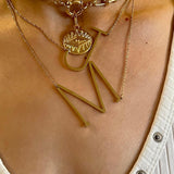 Sideway Big Initial 18k Gold Plated A-Z Pendant Necklace - Bansri Mehta Design