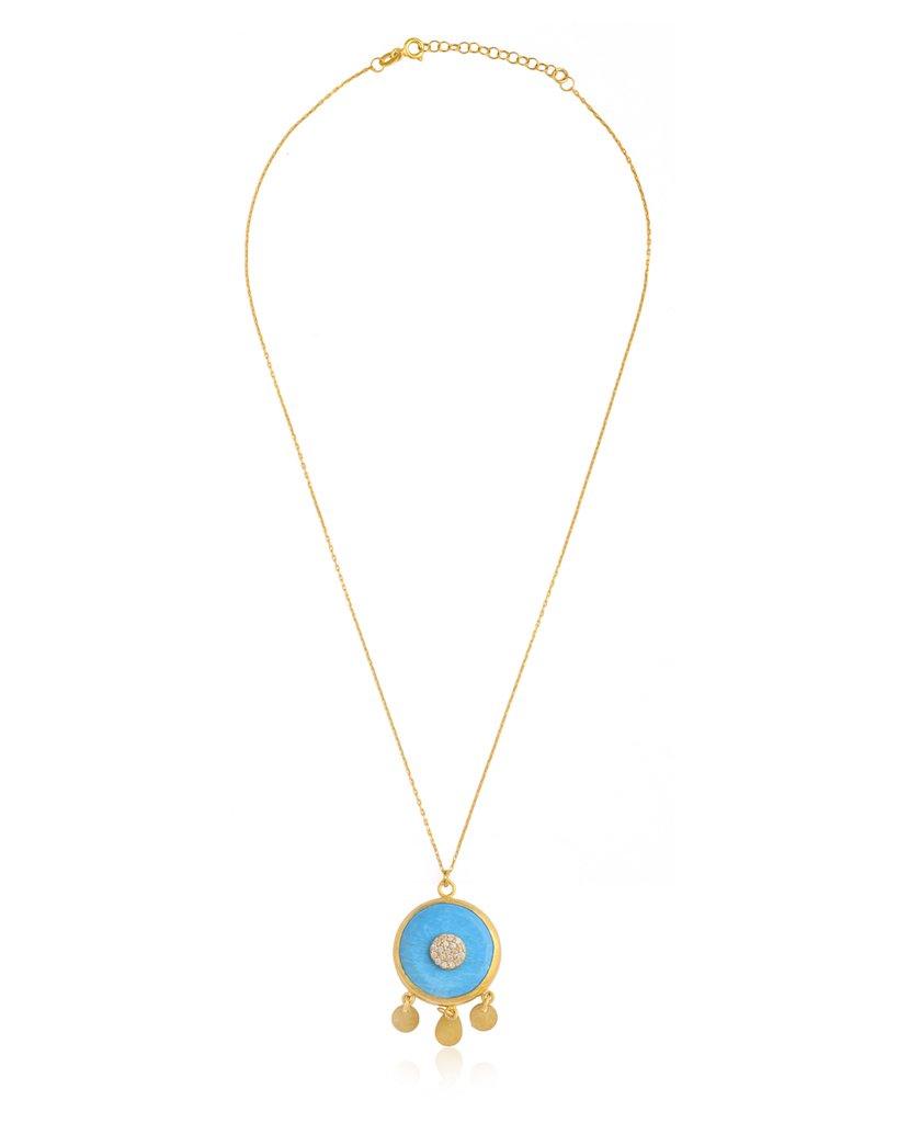 Dreamcatcher Evil Eye Turquoise Medallion Necklace - Bansri Mehta Design