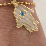Beaded Hamsa Adjustable Bracelet - Bansri Mehta Design