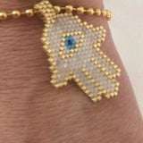Beaded Hamsa Adjustable Bracelet - Bansri Mehta Design