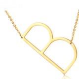 Sideway Big Initial 18k Gold Plated A-Z Pendant Necklace - Bansri Mehta Design