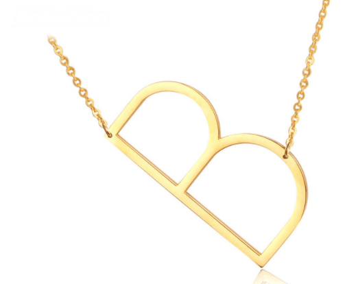 Sideway Big Initial 18k Gold Plated A-Z Pendant Necklace - Bansri Mehta Design