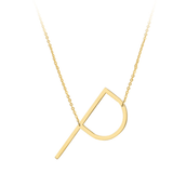 Sideway Big Initial 18k Gold Plated A-Z Pendant Necklace - Bansri Mehta Design