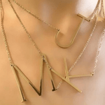 Sideway Big Initial 18k Gold Plated A-Z Pendant Necklace - Bansri Mehta Design