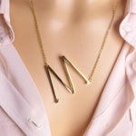 Sideway Big Initial 18k Gold Plated A-Z Pendant Necklace - Bansri Mehta Design