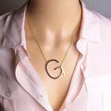 Sideway Big Initial 18k Gold Plated A-Z Pendant Necklace - Bansri Mehta Design