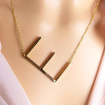Sideway Big Initial 18k Gold Plated A-Z Pendant Necklace - Bansri Mehta Design