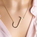 Sideway Big Initial 18k Gold Plated A-Z Pendant Necklace - Bansri Mehta Design