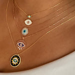 Evil Eye Mother of Pearl Disc Necklace - Bansri Mehta Design