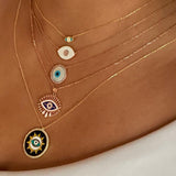 Evil Eye Mother of Pearl Disc Necklace - Bansri Mehta Design