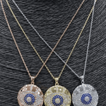 CZ Encrusted Medallion Evil Eye Necklace - Bansri Mehta Design