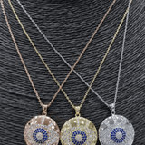 CZ Encrusted Medallion Evil Eye Necklace - Bansri Mehta Design