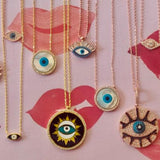 Evil Eye Mother of Pearl Disc Necklace - Bansri Mehta Design