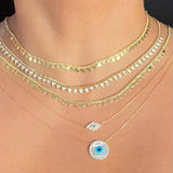 Evil Eye Mother of Pearl Disc Necklace - Bansri Mehta Design