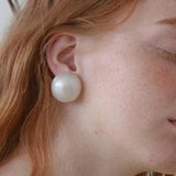 30mm Round Pearl Stud Earrings - Bansri Mehta Design