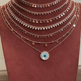 Evil Eye Mother of Pearl Disc Necklace - Bansri Mehta Design