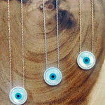 Evil Eye Mother of Pearl Disc Necklace - Bansri Mehta Design