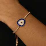 Evil Eye Solitaire Adjustable Tennis Bracelet with Tassel For Men