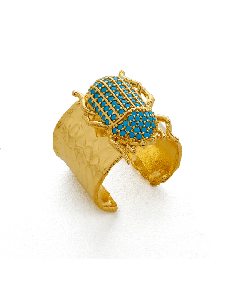 Hammered Finish Scarab Ring - Bansri Mehta Design