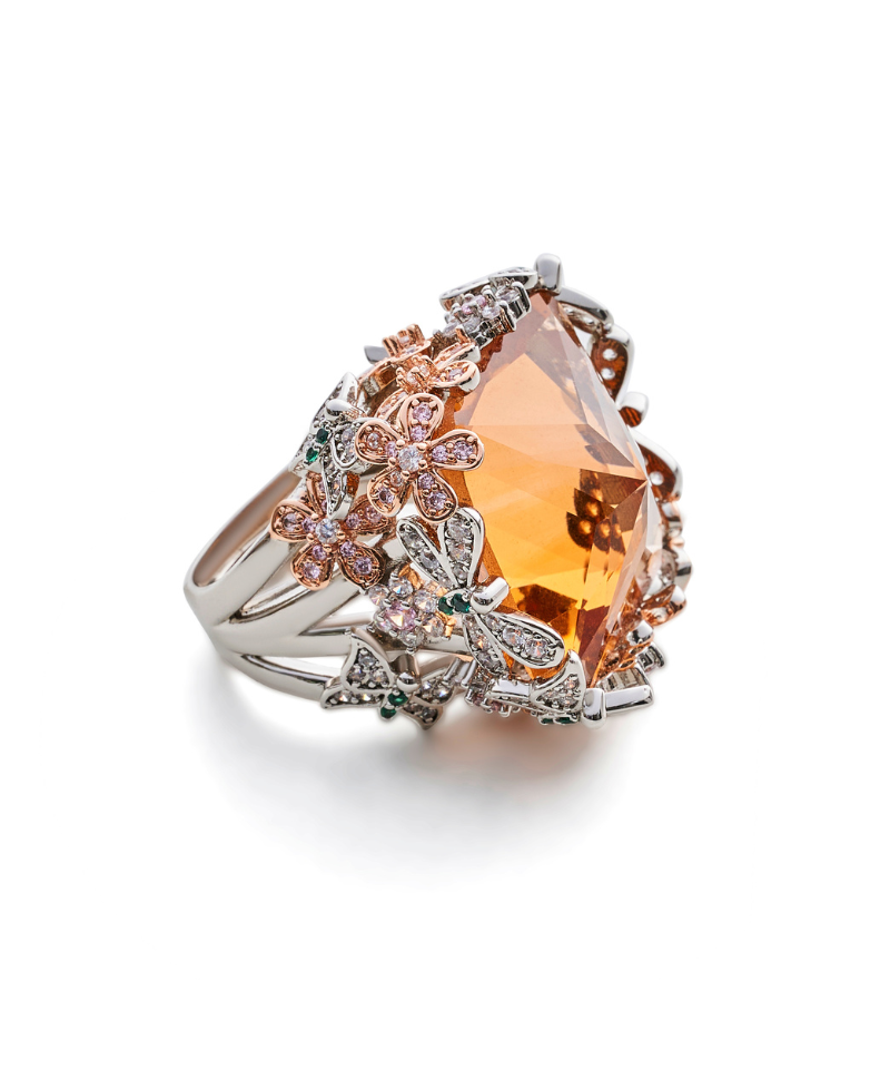 Chrysalis Nur Citrine Cocktail Ring - Bansri Design 